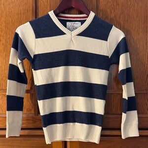 Faze 1 Boys Small Navy and Cream Striped Sweater